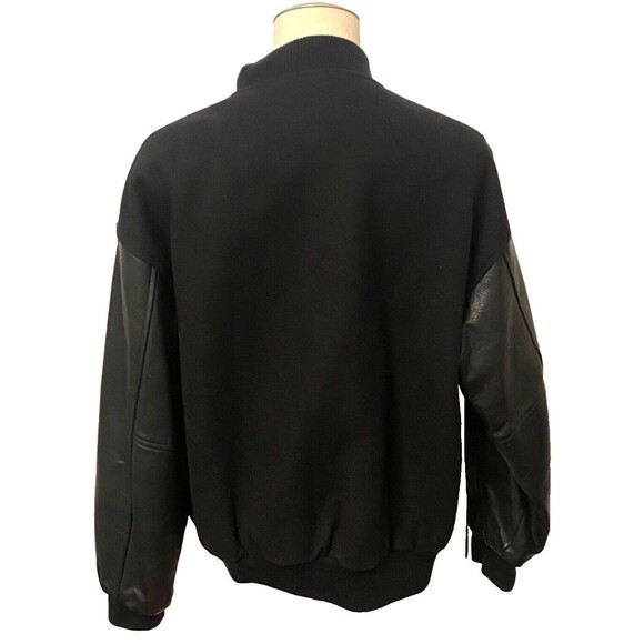 Vtg LAMASZ Wool Bomber Jacket Men's XL Black Leather Fox Sports TV Rocky Mtn - Picture 4 of 9